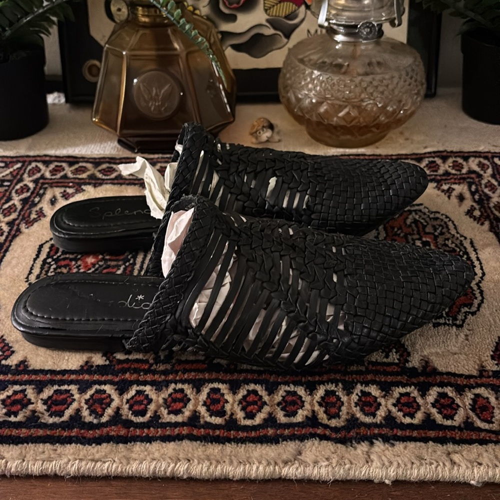 Black mules woven leather splendid brand size 8 - Picture 4 of 4